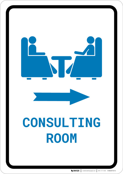 Consulting Room Right Arrow with Icon Portrait v2 - Wall Sign