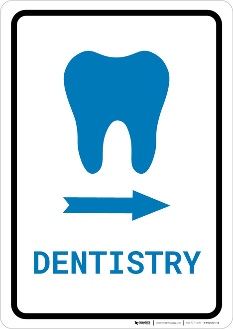 Dentistry Right Arrow with Icon Portrait v2 - Wall Sign