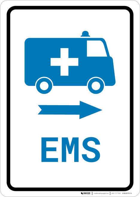 EMS Medical Van Right Arrow with Icon Portrait v2 - Wall Sign