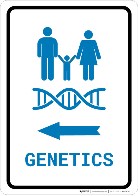 Genetics Left Arrow with Icon Portrait v2 - Wall Sign