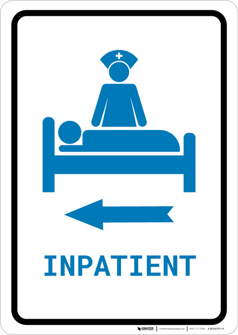 Inpatient Left Arrow with Icon Portrait v2 - Wall Sign