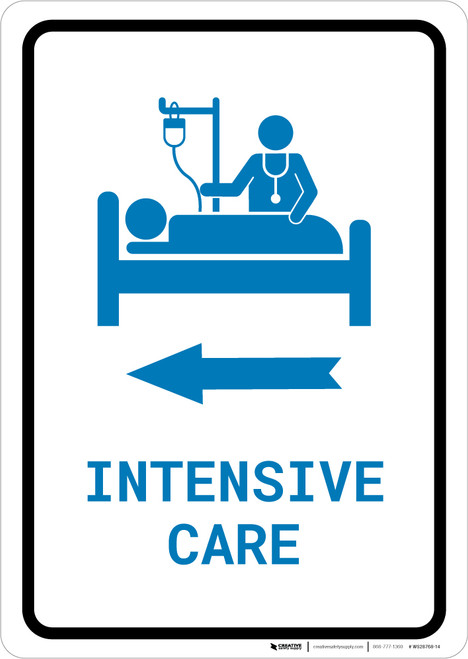 Intensive Care Left Arrow with Icon Portrait v2 - Wall Sign