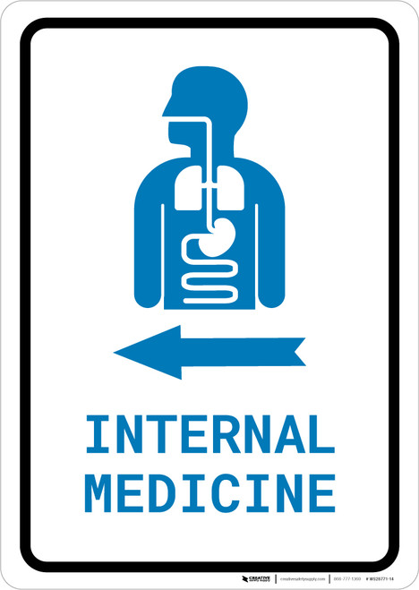Internal Medicine Left Arrow with Icon Portrait v2 - Wall Sign