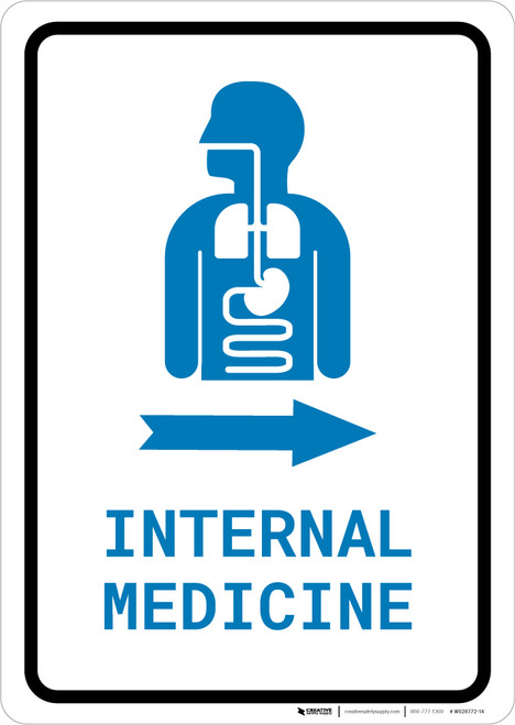 Internal Medicine Right Arrow with Icon Portrait v2 - Wall Sign