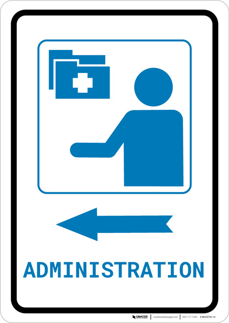 Medical Administration Left Arrow with Icon Portrait v2 - Wall Sign