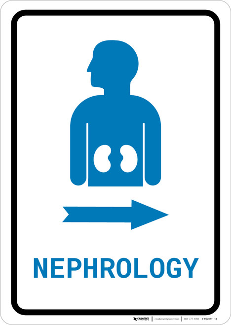 Nephrology Right Arrow with Icon Portrait v2 - Wall Sign