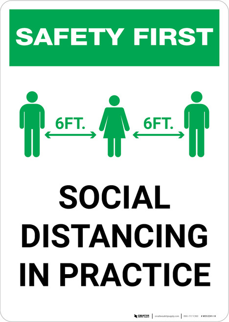 Safety First: Social Distancing in Practice Portrait - Wall Sign