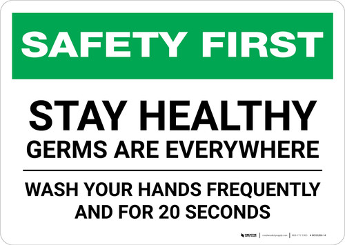 Safety First: Stay Healthy - Germs Are Everywhere Landscape - Wall Sign