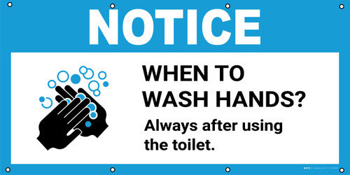 Notice: When To Wash Hands Always After Using The Toilet with Icon - Banner