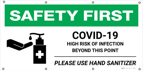 Safety First: Complimentary Hand Sanitizer Station Left Arrow with Icon - Banner