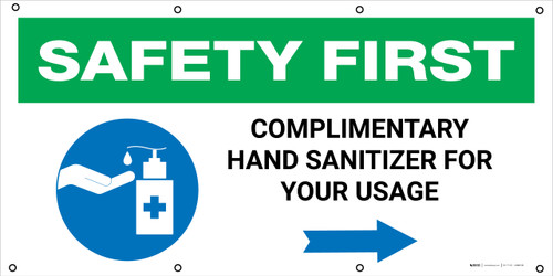 Safety First: Complimentary Hand Station For Your Usage Below with Icon - Banner