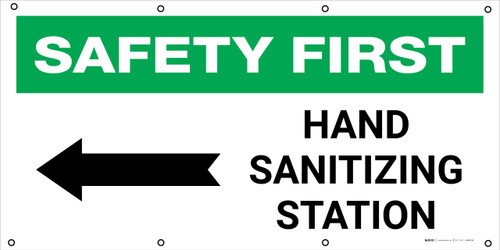 Safety First: Hand Sanitizing Station Left with Arrow - Banner
