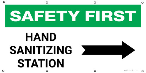 Safety First: Hand Sanitizing Station Right with Arrow - Banner