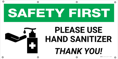 Safety First: Please Use Hand Sanitizer Thank You with Icon - Banner