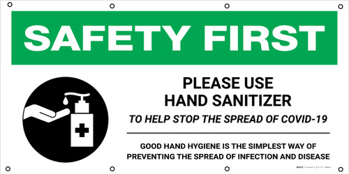 Safety First: Please Use Hand Sanitizer To Help Stop The Spread Of Covid-19 Good Hand Hygiene with Icon - Banner