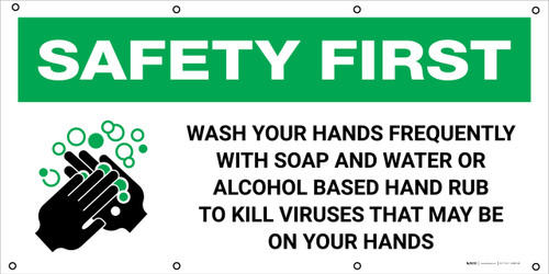 Safety First: Wash Your Hands Frequently with Icon - Banner