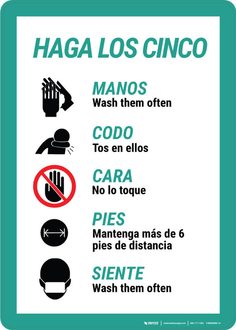 Do The Five Spanish - Wall Sign
