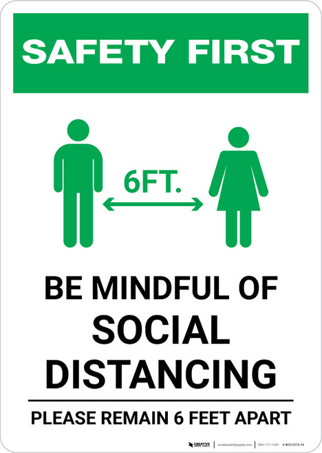 Safety First: Be Mindful of Social Distancing with Icon Portrait - Wall Sign