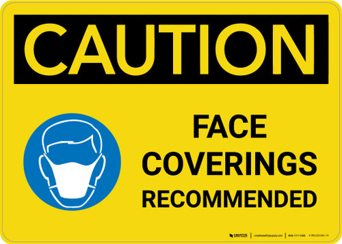 Caution: Face Coverings Recommended with Icon Landscape - Wall Sign