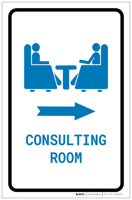 Consulting Room Right Arrow with Icon Portrait v2 - Label