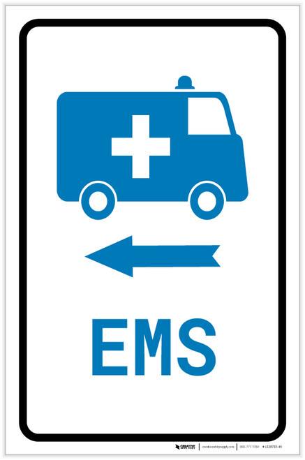 EMS Medical Van Left Arrow with Icon Portrait v2 - Label