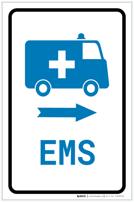 EMS Medical Van Right Arrow with Icon Portrait v2 - Label
