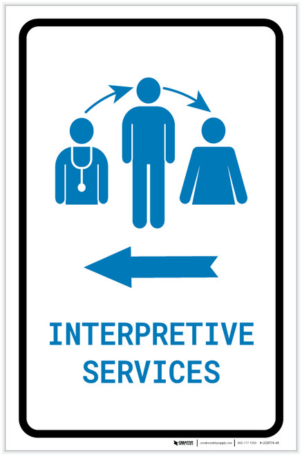 Interpretive Services Left Arrow with Icon Portrait v2 - Label