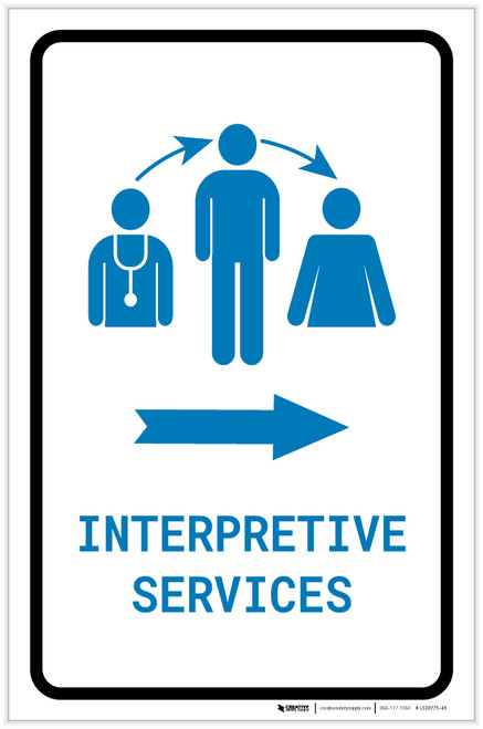 Interpretive Services Right Arrow with Icon Portrait v2 - Label