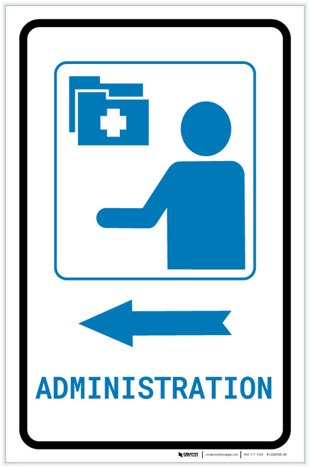 Medical Administration Left Arrow with Icon Portrait v2 - Label