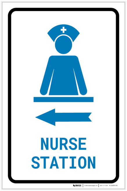 Nurse Station Left Arrow with Icon Portrait v2 - Label