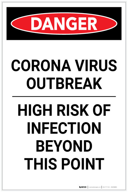 Danger: Corona Virus Outbreak Risk Of Infection Portrait - Label
