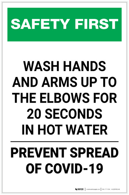 Safety First: Wash Hands Safety COVID-19 Portrait - Label