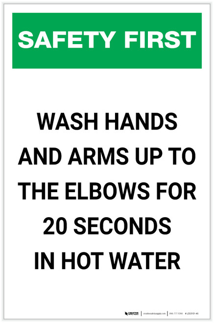Safety First: Wash Hands Safety Portrait - Label