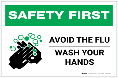 Safety First: Avoid The Flu Wash Your Hands Landscape - Label