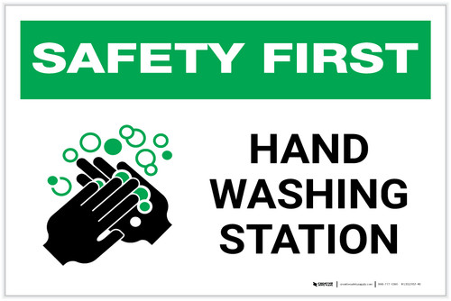 Safety First: Hand Washing Station Landscape - Label