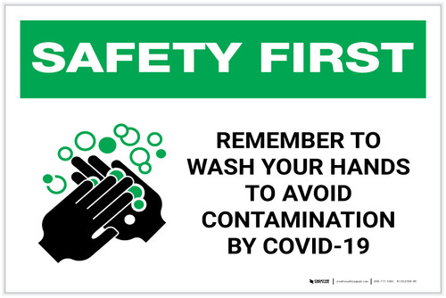 Safety First: Remember To Wash Your Hands Avoid COVID-19 Landscape - Label
