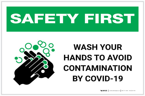 Safety First: Wash Your Hands to Avoid COVID-19 Landscape - Label