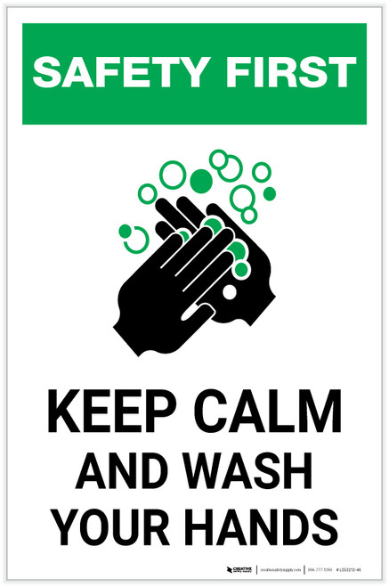 Safety First: Keep Calm And Wash Your Hands Portrait - Label