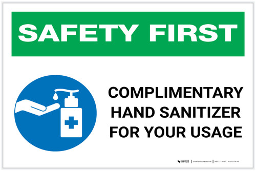 Safety First: Complimentary Hand Sanitizer For Your Usage Landscape - Label