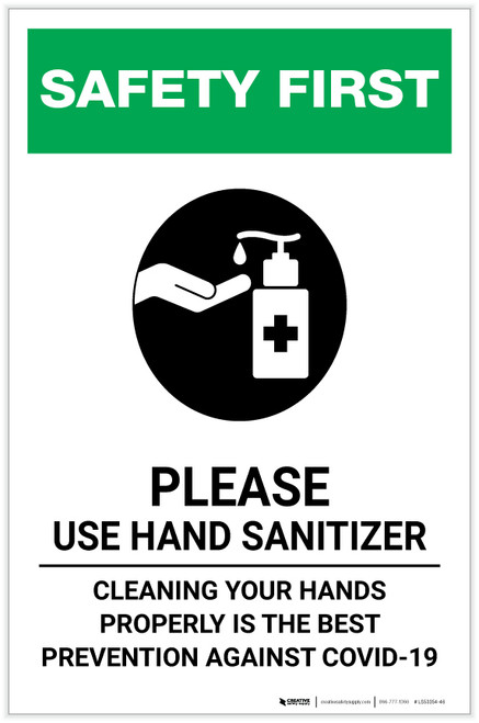 Safety First: Cleaning Your Hands Properly is the Best Prevention Against Covid-19 Portrait - Label