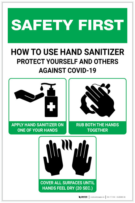 Safety First: How To Use Hand Sanitizer Portrait - Label