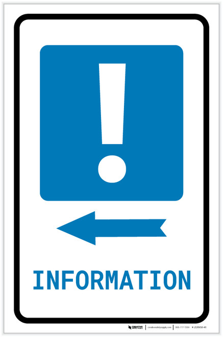 Information Left Arrow with Exclamation Mark Portrait - Label