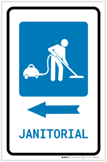 Janitorial Left Arrow with Icon Portrait - Label