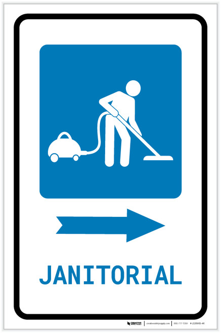 Janitorial Right Arrow with Icon Portrait - Label