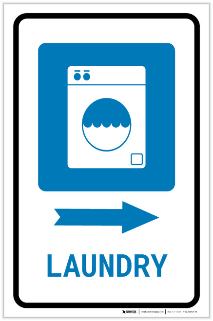 Laundry Right Arrow with Icon Portrait - Label