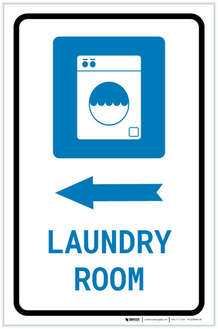 Laundry Room Left Arrow with Icon Portrait - Label