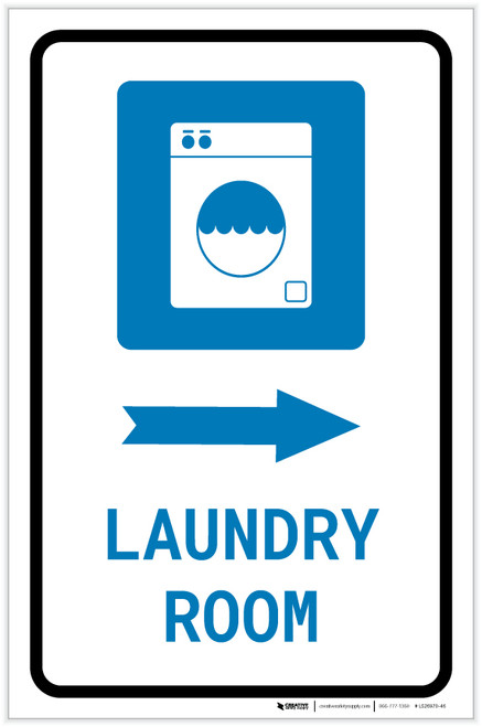 Laundry Room Right Arrow with Icon Portrait - Label