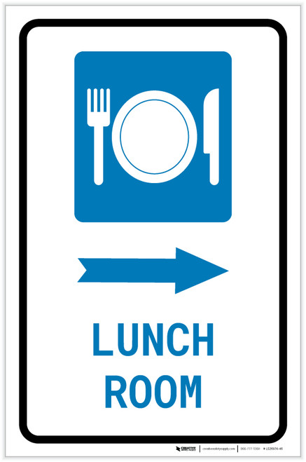 Lunch Room Right Arrow with Icon Portrait - Label