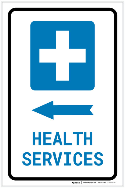 Health Services Left Arrow with Icon Portrait - Label