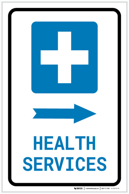 Health Services Right Arrow with Icon Portrait - Label